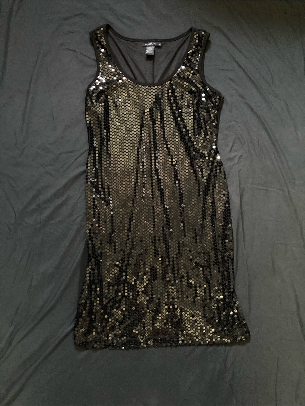 Roulette Black Sequin Cocktail Dress Party Evening Sleeveless Tank Size Large